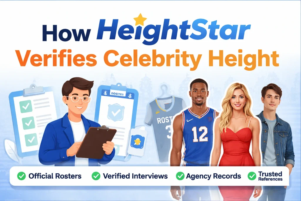HeightStar team reviewing official records to verify celebrity height data