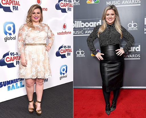 Kelly Clarkson camera angle height comparison before and after weight loss