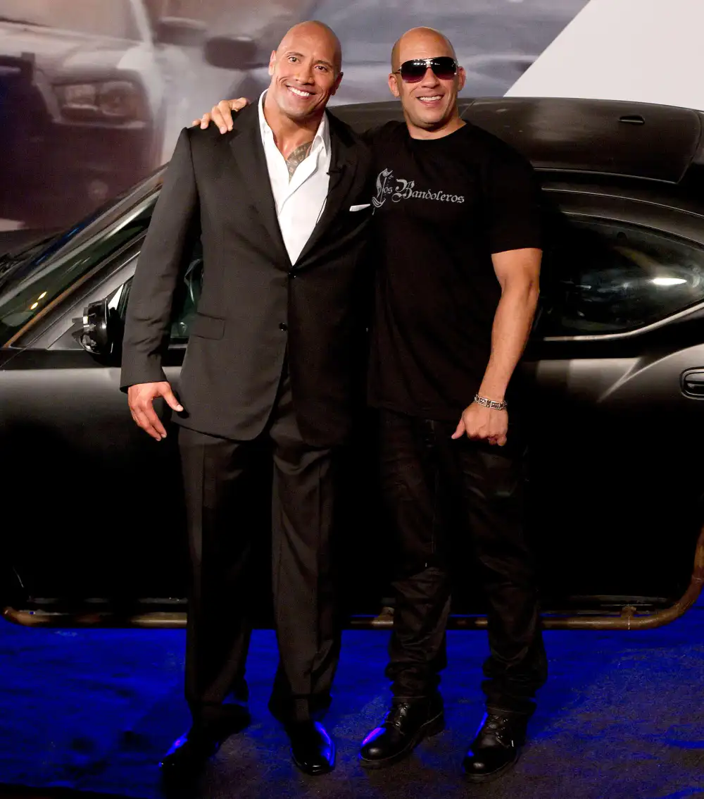 Vin Diesel and Dwayne Johnson height comparison at event