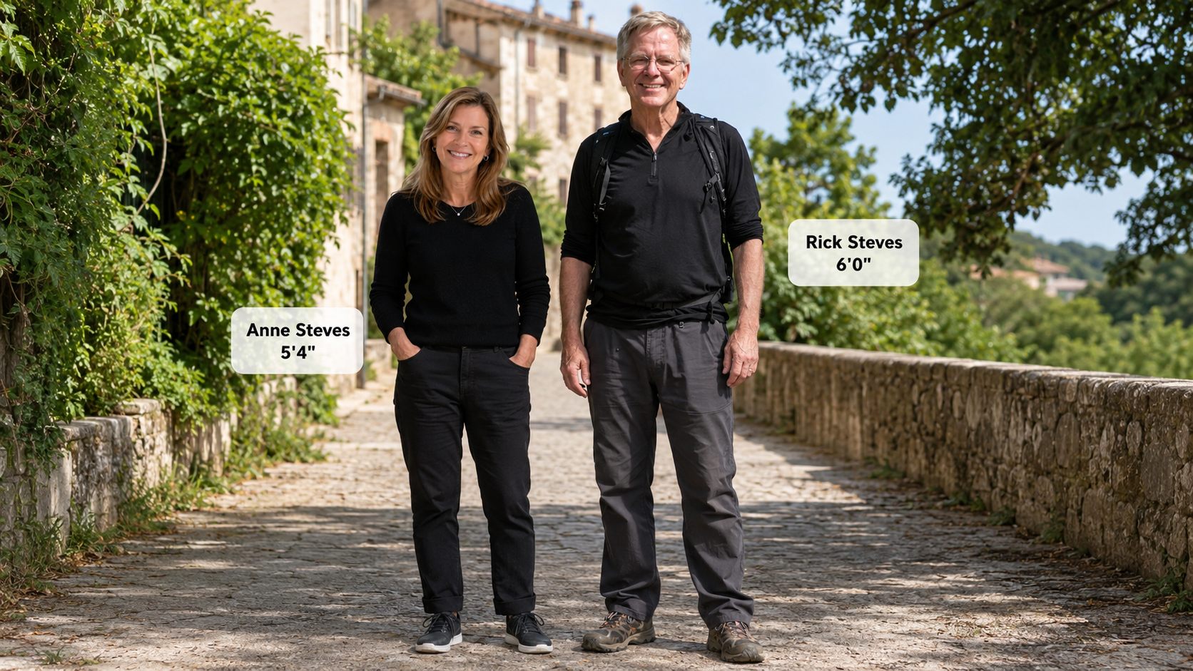 Anne Steves and Rick Steves height comparison