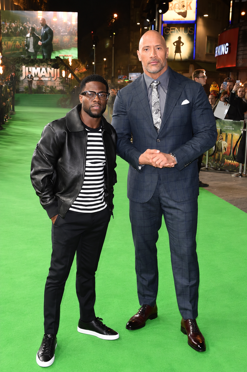 The Rock and Kevin Hart side by side height comparison